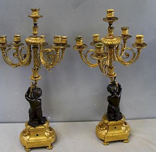 Pair of Fine Quality Patinated and Gilt Bronze