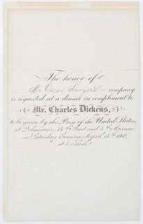 1868 Dinner Invitation to Honor Charles Dickens