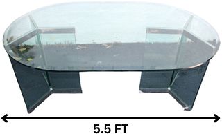 Modern Oval Top Glass / Chrome Table