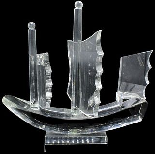 Impressive Large Clear Crystal Sailing Ship
