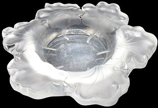 Large Lalique "Capucines" Art Glass Crystal Bowl