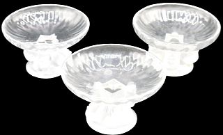 (3) Lalique Crystal Art Glass Compotes