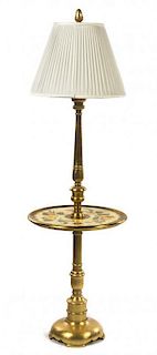 A Giltwood and Polychrome Decorated Floor Lamp, Height overall 63 1/2 inches.