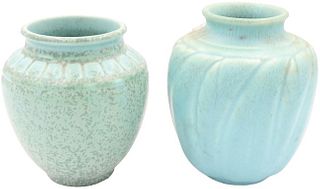 (2) Blue Rookwood Vases