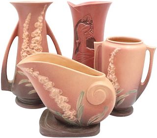 (4) Roseville Pink Vases