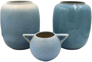 (3) Roseville Blue Pots
