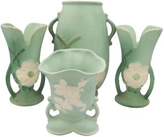 (4) Weller Green Vases