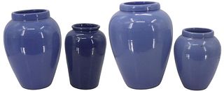(4) Blue Large Stoneware Vases