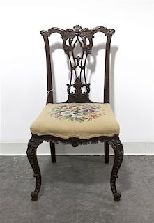 A Mahogany Chippendale Style Side Chair, Height 36 inches.