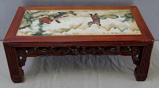 Antique Chinese Hardwood  Table with Decorated