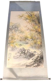 Japanese W/C Hand Painted Scroll, Signed