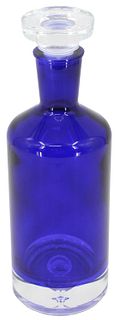 Krosno Cobalt Blue Glass Decanter w/ Bubble, AS IS