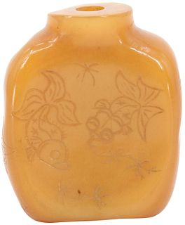 Late Qing Dynasty Amber Carved Small Snuff Bottle