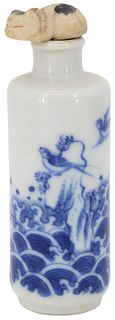 Porcelain With Cat Chinese Snuff Bottle