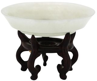 Chinese Jade Snuff Dish on Stand