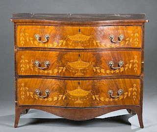 Chest of drawers w/ urn & bellflower inlay.