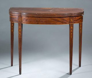 Hepplewhite style inlaid mahogany card table, 19th