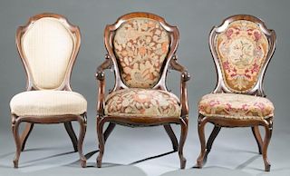 7 Victorian laminated Belter / Meeks style chairs.