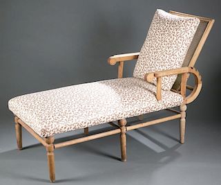 Adjustable reclining caned lounge. Early 20th c.