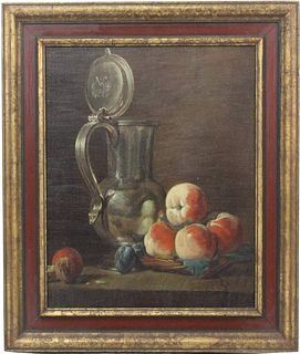 O/C Still Life With Pewter Jug & Peaches