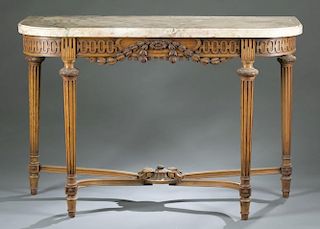 Pair of French neoclassical tables w/ marble tops