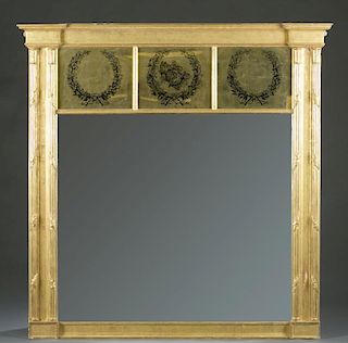 Large Regency style gilt wood mirror.