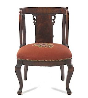 An American Empire Mahogany Open Armchair, Height 31 inches.