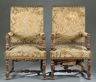 Pair of Berlin work upholstered chairs.