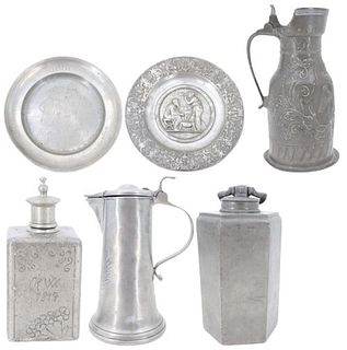 Collection of (6) Pewter Items