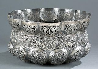 Indian repousse silver bowl.