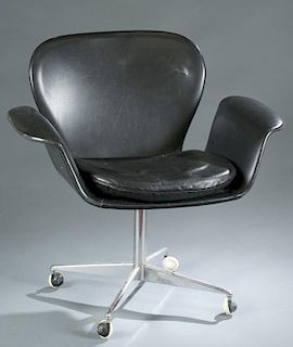 Westnofa black leather rolling desk chair.