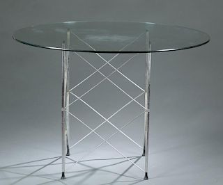 Mid-century modern chrome & glass dining table.