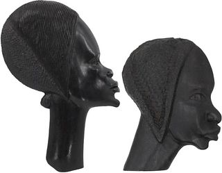 (2) African Wooden Profile Wall Hangings