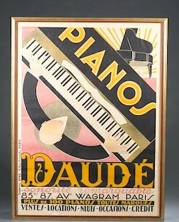 Andre Daude, Pianos Daude. Lithograph poster.