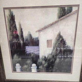  James Wiens Beautifully Framed  Expressionist Lithograph.of  Lavender Villa