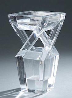 Baccarat open work square crystal vase.