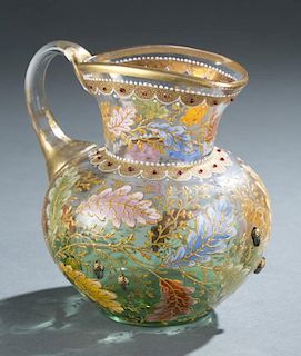 Moser enameled pitcher. Late 19th century.