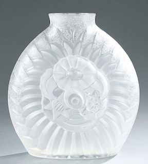 Gueron frosted and molded glass vase.