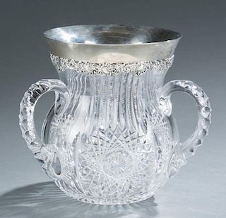 A Sterling and Brilliant Cut-Glass Loving Cup