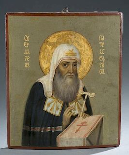 Painted icon on wood of Saint Ermogen.