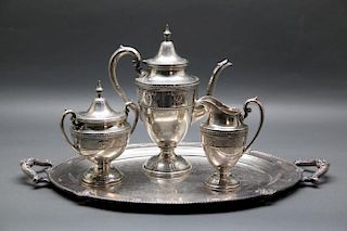 Wallace Rose-Point sterling 3-piece coffee set