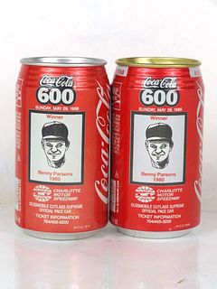 1988 Coca Cola Lot of 2 600 NASCAR Benny Parsons 12oz Cans
