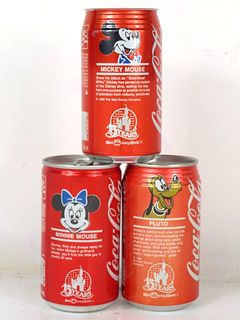 1986 Coca Cola Lot of 3 Walt Disney Characters 12oz Cans