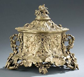 Leblanc signed French bronze jewelry casket / box.