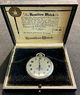 Hamilton 1933 14 kt Gold Filled Pocket Watch in Original Box