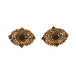 Judith Ripka 18k Gold Canary Crystal Diamond Earrings