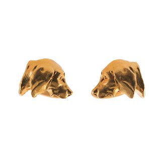 Masriera 18k Yellow Gold Dog Cufflinks