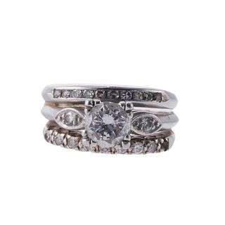14k Gold Diamond Bridal Engagement Ring Set