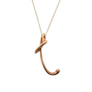 Tiffany & Co Peretti 18k Gold Alphabet T Letter Pendant Necklace