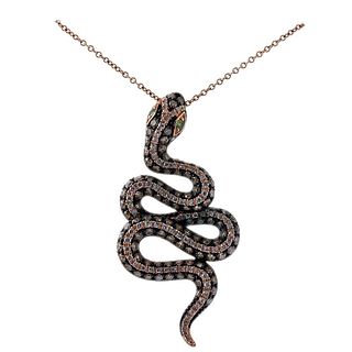 Effy Diamond 14k Rose Gold Tsavorite Snake Pendant Necklace